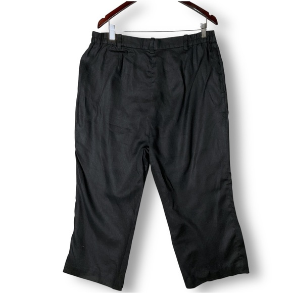 Lauren Ralph Lauren 100% Linen Crop Pants Sz 16 W Black Lined Coastal - Picture 5 of 9